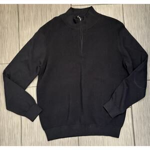 Park Lane Men’s Navy Blue Quarter Zip Long Sleeve Sweater Size Large Cotton